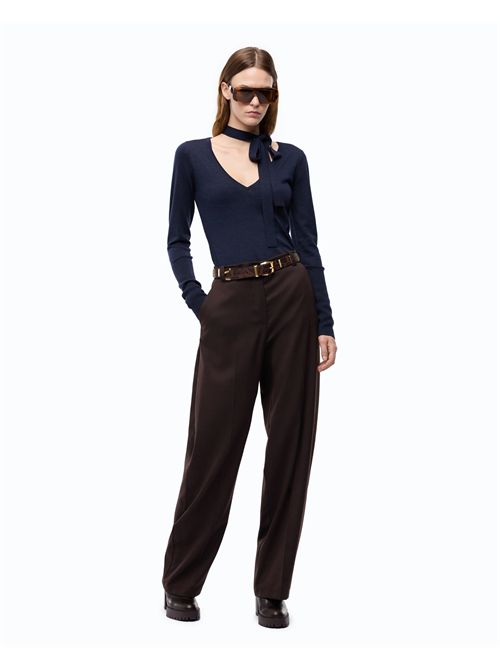 Pantaloni barrel fit in misto lana